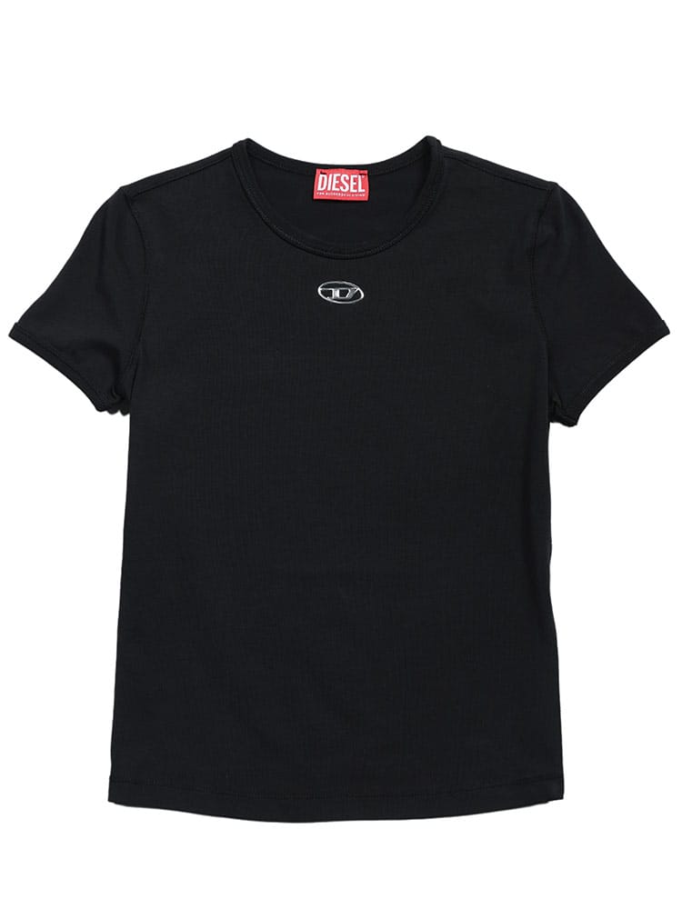 DIESEL (ディーゼル) ロゴ オーバルD クルーネック スリムフィット コットン 半袖 Tシャツ t-uncutieslong-od DSLA199170AHQH レディース