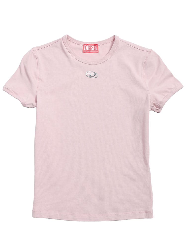 DIESEL (ディーゼル) ロゴ オーバルD クルーネック スリムフィット コットン 半袖 Tシャツ t-uncutieslong-od DSLA199170AHQH レディース
