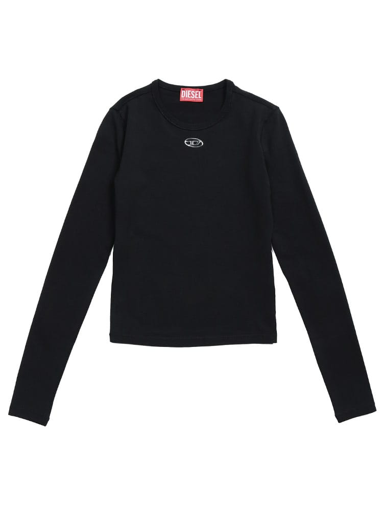 DIESEL (ディーゼル) ロゴ オーバルD クルーネック スリムフィット コットン 長袖 Tシャツ t-uncutieslong-ls-od DSLA199160AHQH レディース