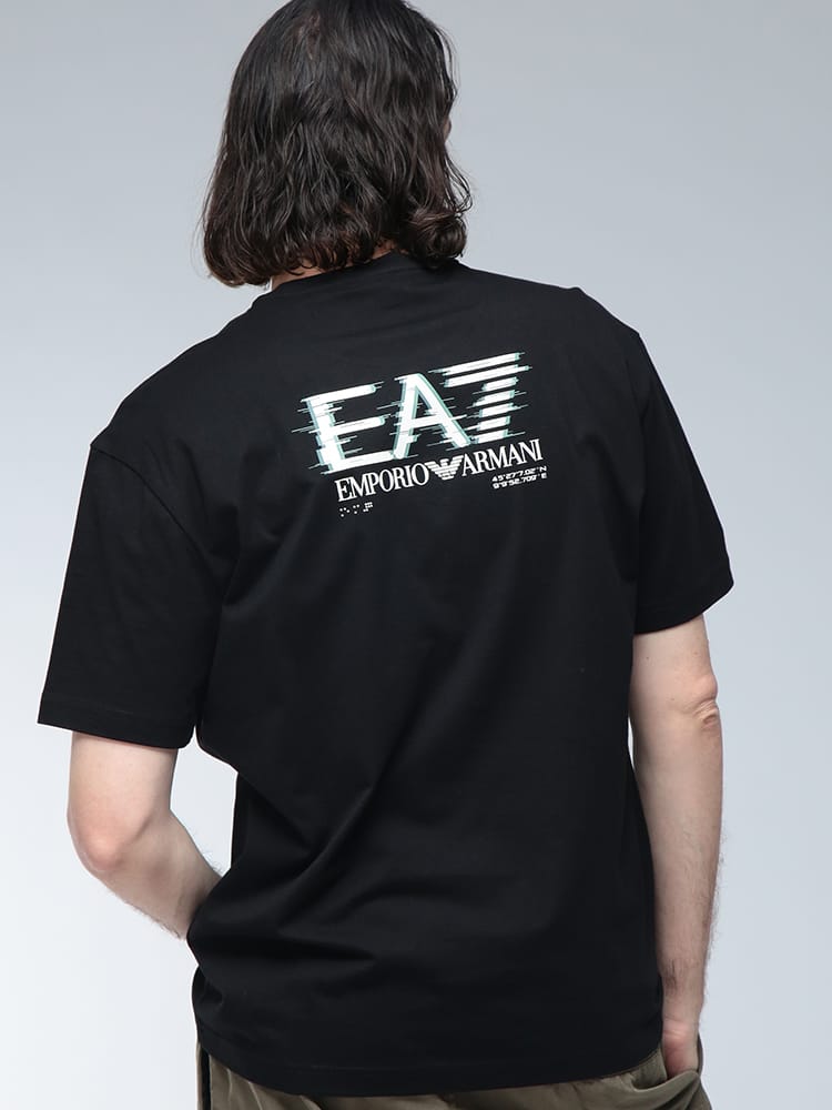 EMPORIO ARMANI (エンポリオアルマーニ) ロゴ ヴィジビリティロゴ プリント クルーネック コットン 半袖 Tシャツ EA7M1327AF17789 メンズ