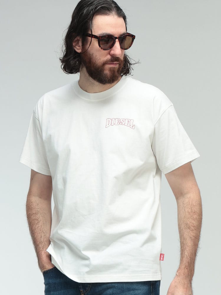 DIESEL (ディーゼル) ロゴ ステッチ クルーネック 半袖 コットン Tシャツ DSA22006PLAT メンズ