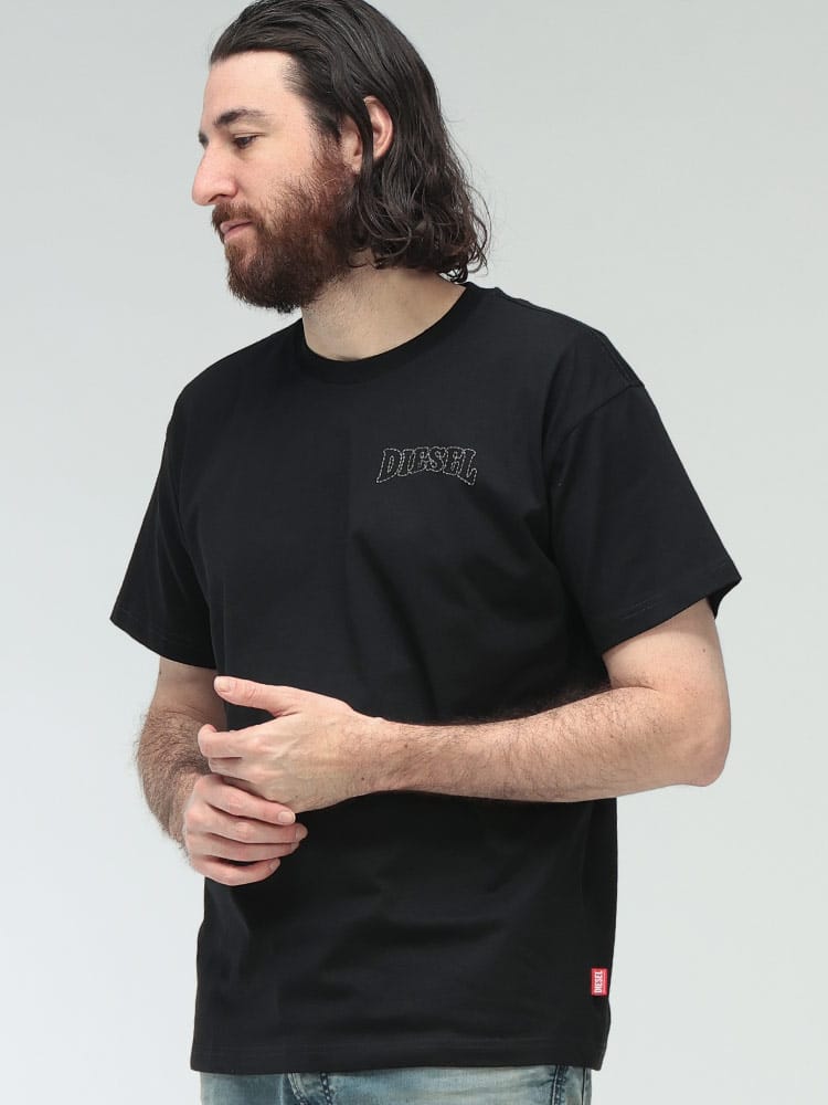DIESEL (ディーゼル) ロゴ ステッチ クルーネック 半袖 コットン Tシャツ DSA22006PLAT メンズ