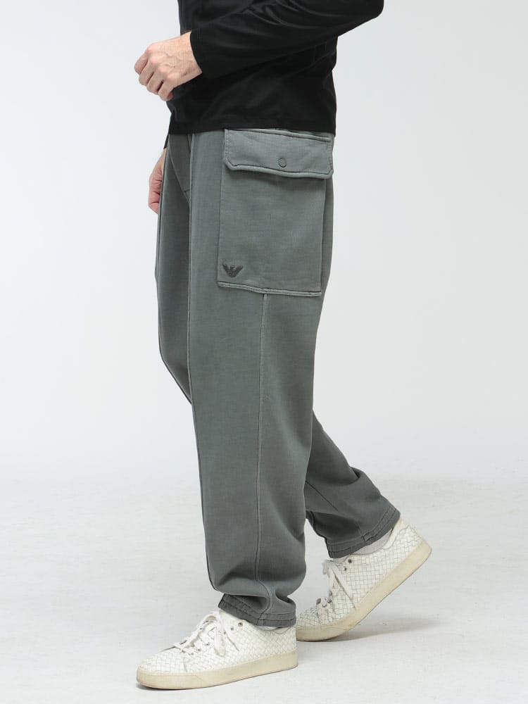 EMPORIO ARMANI (エンポリオアルマーニ) ロゴ 裏毛 ウエストコード スウェット カーゴパンツ EAM4864AF13713 メンズ