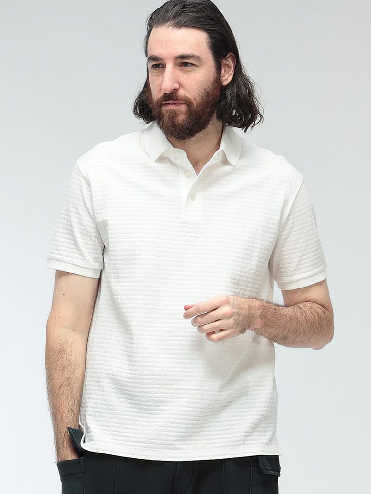 EMPORIO ARMANI (エンポリオアルマーニ) 総ロゴ ジャガード 半袖 ポロシャツ EAM4595AF10762 メンズ