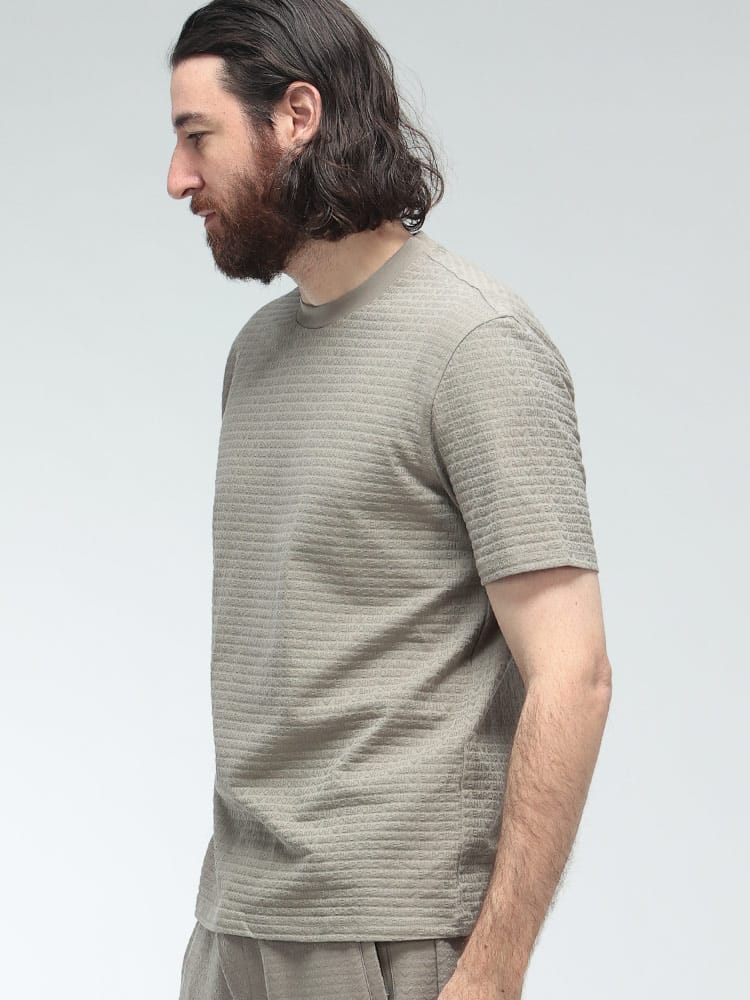 EMPORIO ARMANI (エンポリオアルマーニ) 総ロゴ ジャガード クルーネック 半袖 Tシャツ EAM4594AF10762 メンズ