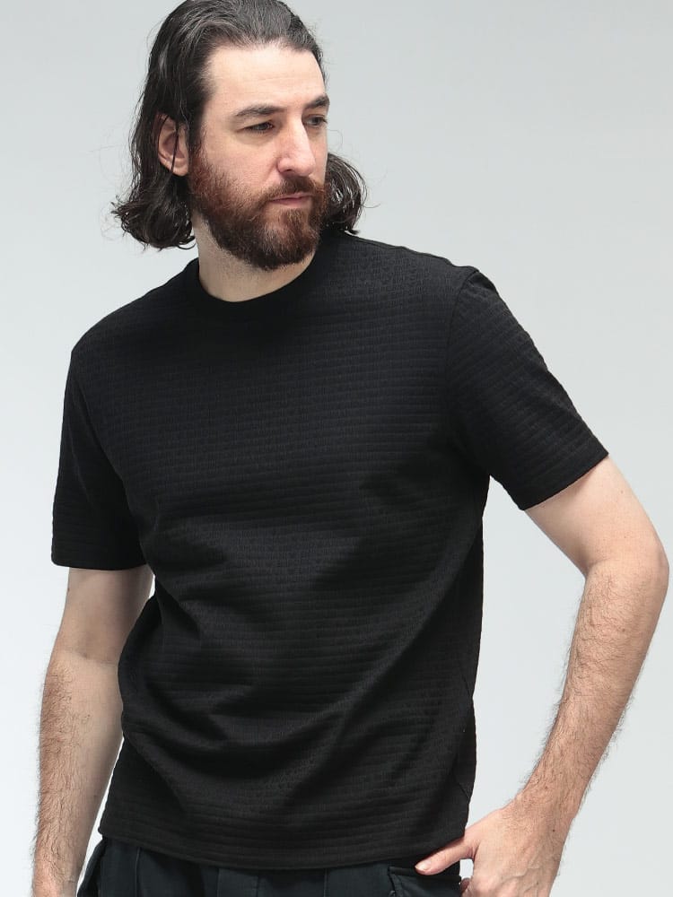 EMPORIO ARMANI (エンポリオアルマーニ) 総ロゴ ジャガード クルーネック 半袖 Tシャツ EAM4594AF10762 メンズ