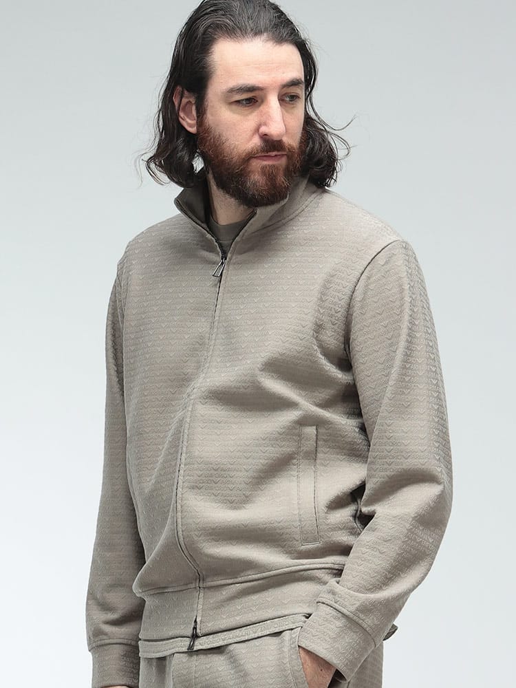 EMPORIO ARMANI (エンポリオアルマーニ) 総ロゴ ジャガード フルジップ トラック ジャケット EAM4534AF13700 メンズ