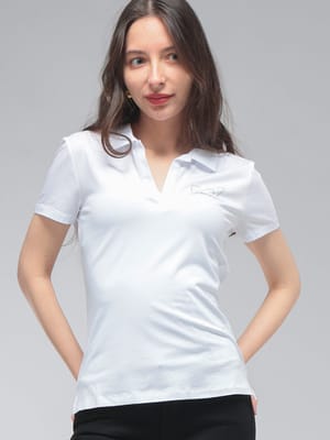 【2BUY10%OFF】EMPORIO ARMANI (エンポリオアルマーニ) レディース ポロシャツ 半袖 胸ロゴ スキッパーシャツ EA7LW266AF12500