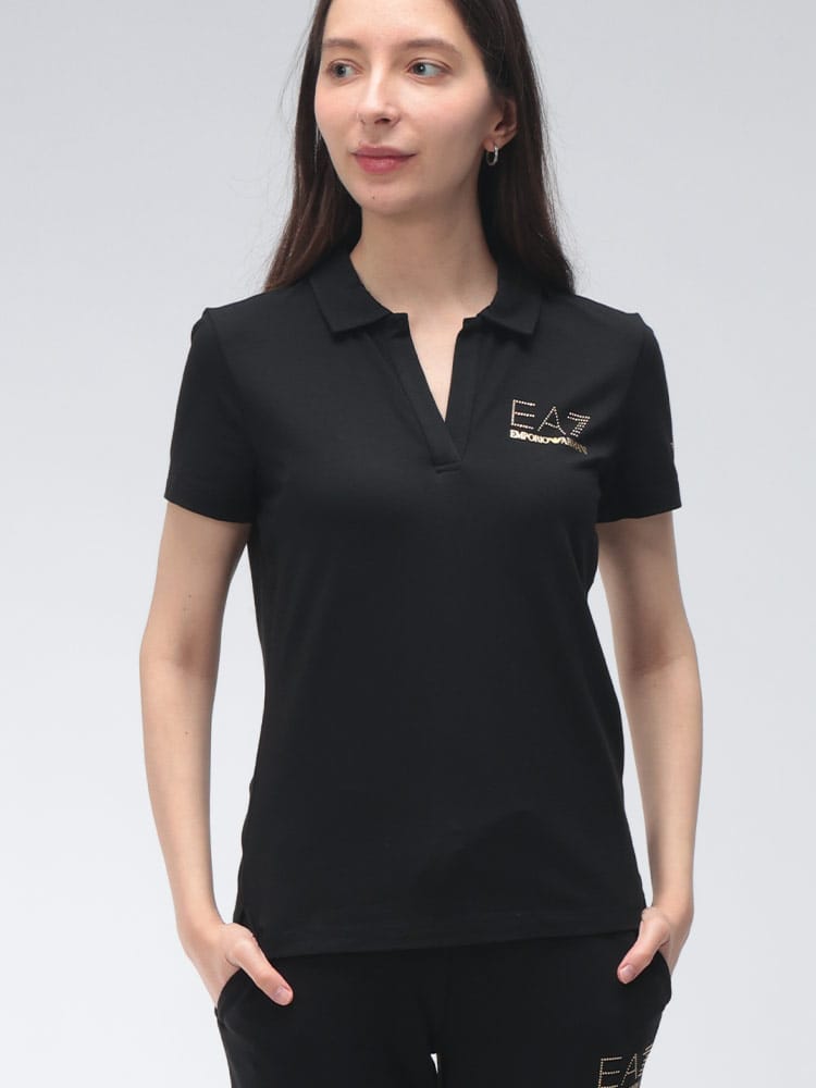 EMPORIO ARMANI (エンポリオアルマーニ) レディース ポロシャツ 半袖 胸ロゴ スキッパーシャツ EA7LW266AF12500