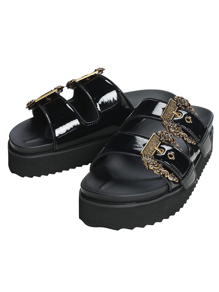 VERSACE JEANS COUTURE (ヴェルサーチェ ジーンズ クチュール) レディース サンダル バロックバックル ストラップ 厚底サンダル VCL80VA3SM1