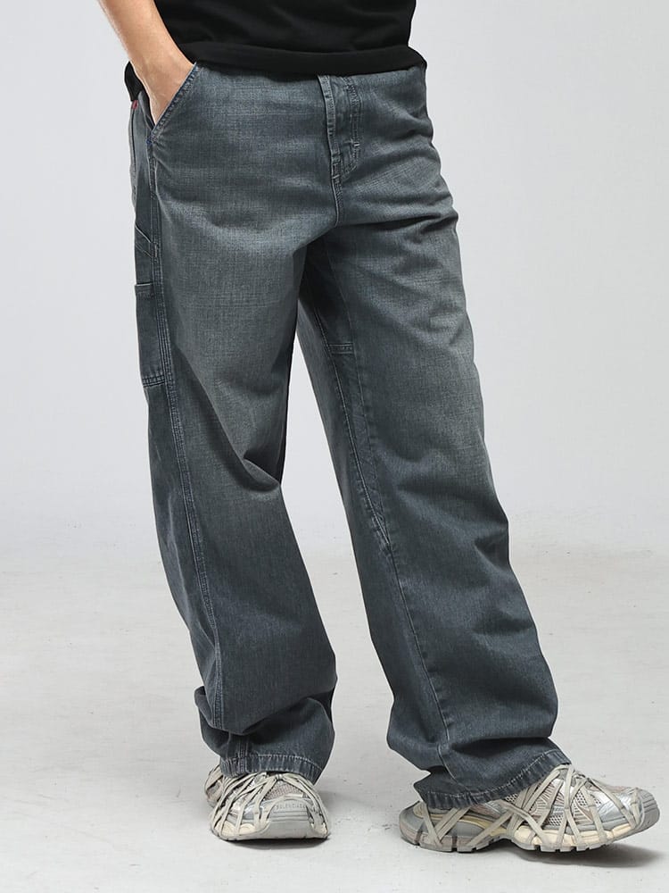 DIESEL (ディーゼル) メンズ ジーンズ ロゴ D-LIVERY ボタンフライ ペインター デニム パンツ DSA1926609N83