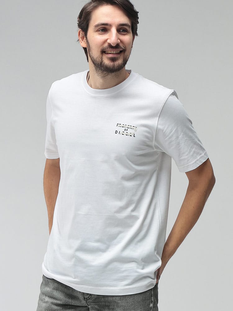 DIESEL (ディーゼル) メンズ Tシャツ 半袖 ロゴ アーカイブ インスパイア クルーネック コットン カットソー DSA209620QIAM