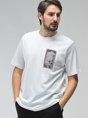 DIESEL (ディーゼル) メンズ Tシャツ 半袖 ロゴ デジタルプリント クルーネック コットン カットソー DSA199790QIAM