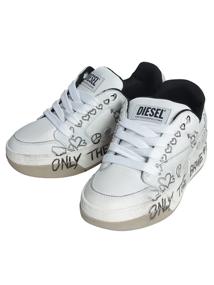 DIESEL (ディーゼル) レディース スニーカー D-OLLIE グラフィックプリント シューズ DSLY03795P7484