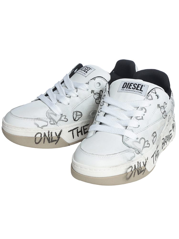 DIESEL (ディーゼル) メンズ スニーカー D-OLLIE グラフィックプリント シューズ DSY03796P7484