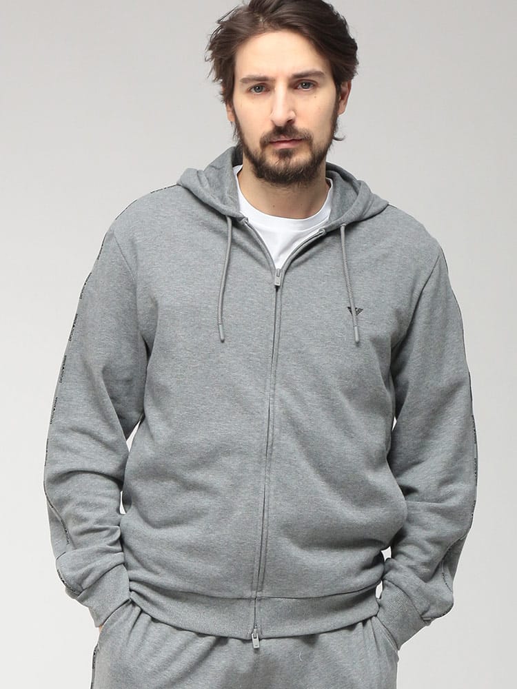 EMPORIO ARMANI (エンポリオアルマーニ) メンズ パーカー 長袖 ロゴテープ フルジップ EAUEM653AF18887