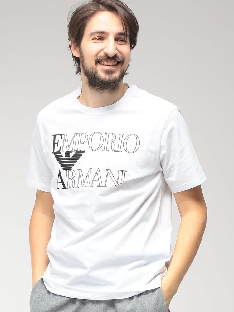 EMPORIO ARMANI (エンポリオアルマーニ) メンズ Tシャツ 半袖 ボールドロゴ クルーネック カットソー EASEM574AF20434