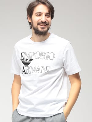 EMPORIO ARMANI (エンポリオアルマーニ) メンズ Tシャツ 半袖 ボールドロゴ クルーネック カットソー EASEM574AF20434