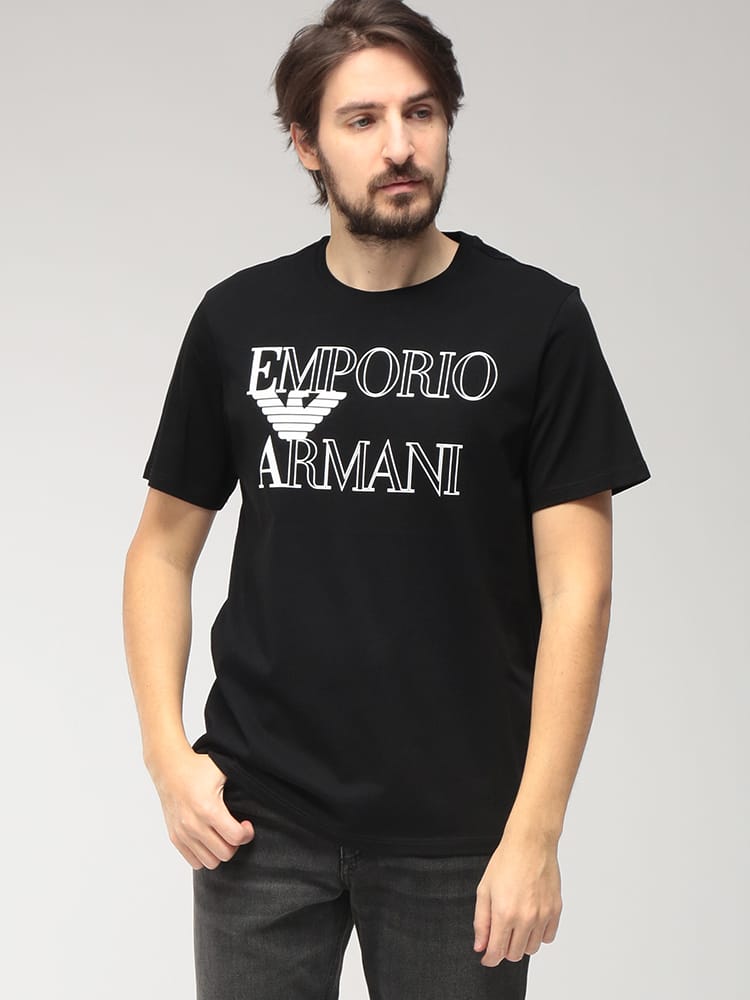 EMPORIO ARMANI (エンポリオアルマーニ) メンズ Tシャツ 半袖 ボールドロゴ クルーネック カットソー EASEM574AF20434