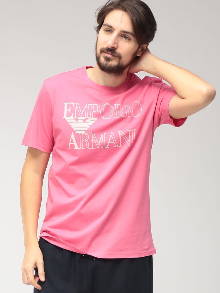 EMPORIO ARMANI (エンポリオアルマーニ) メンズ Tシャツ 半袖 ボールドロゴ クルーネック カットソー EASEM574AF20434