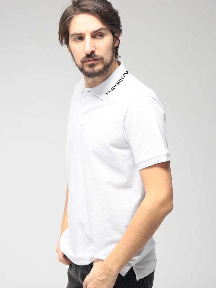 EMPORIO ARMANI (エンポリオアルマーニ) メンズ ポロシャツ 半袖 襟ロゴ シャツ EASEM571AF20425