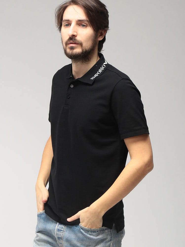 EMPORIO ARMANI (エンポリオアルマーニ) メンズ ポロシャツ 半袖 襟ロゴ シャツ EASEM571AF20425
