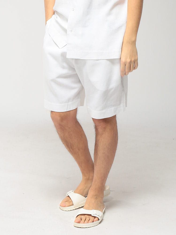 EMPORIO ARMANI (エンポリオアルマーニ) メンズ ショートパンツ 麻混 ワンポイント ショーツ EASEM681AF20590