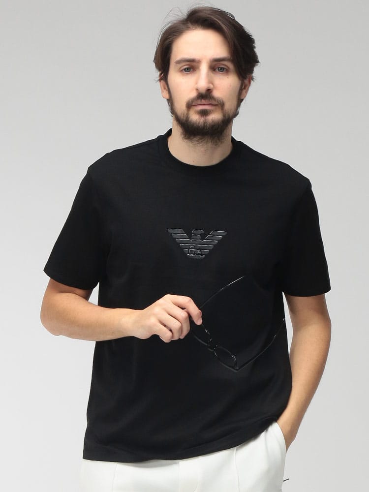 EMPORIO ARMANI (エンポリオアルマーニ) メンズ Tシャツ 半袖 フロントロゴ クルーネック カットソー EAEM4583AF13669