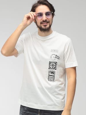 【2BUY10%OFF】EMPORIO ARMANI (エンポリオアルマーニ) メンズ Tシャツ 半袖 プリント＆刺繍 クルーネック カットソー EAEM4994AF24470