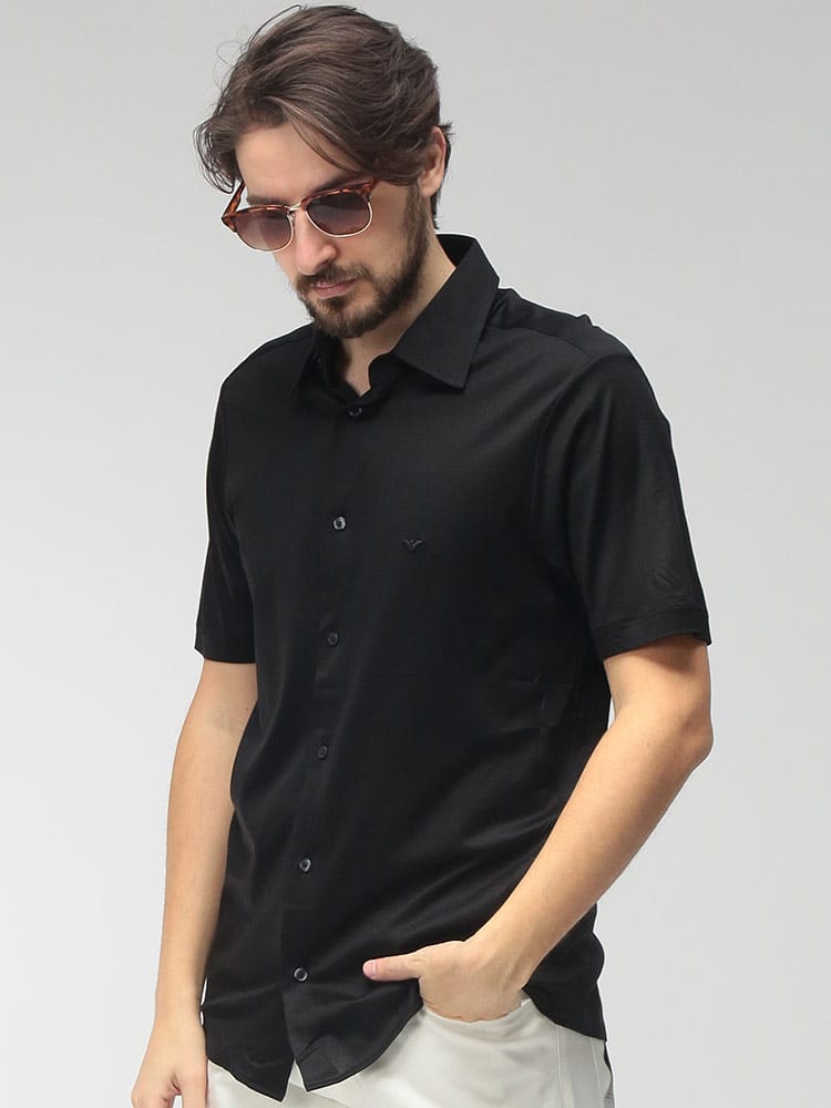 EMPORIO ARMANI (エンポリオアルマーニ) メンズ シャツ 半袖 ワンポイント ジャージー レギュラーカラー EAEM4603AF10017