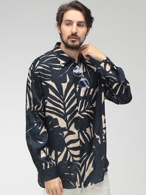 EMPORIO ARMANI (エンポリオアルマーニ) メンズ シャツ 長袖 総柄プリント レギュラーカラー PALM EAEM5762AF13285