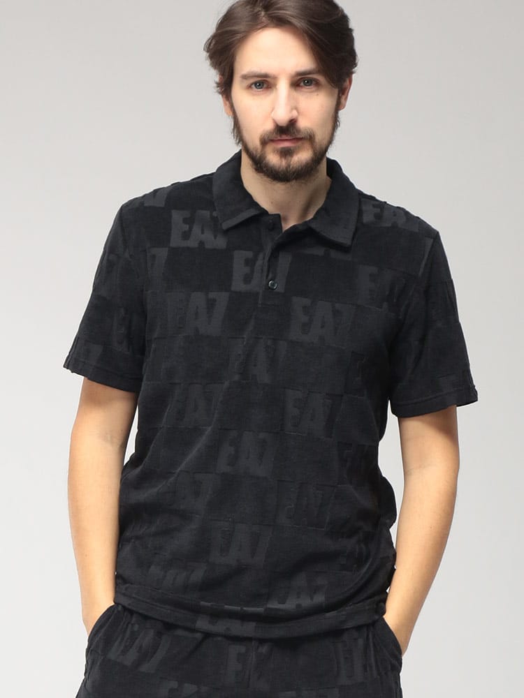 EMPORIO ARMANI (エンポリオアルマーニ) メンズ ポロシャツ 半袖 モノグラムロゴ パイル シャツ EA7M1716AF21254