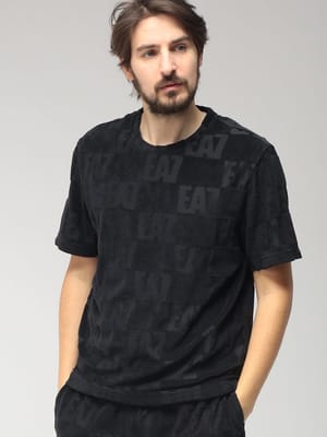 EMPORIO ARMANI (エンポリオアルマーニ) メンズ Tシャツ 半袖 モノグラムロゴ パイル クルーネック カットソー EA77M508AF21254