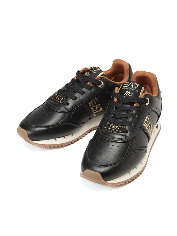 EMPORIO ARMANI (エンポリオアルマーニ) レディース スニーカー 10th ANNIVERSARY ゴールドロゴ ローカット EA7LX648AF15588