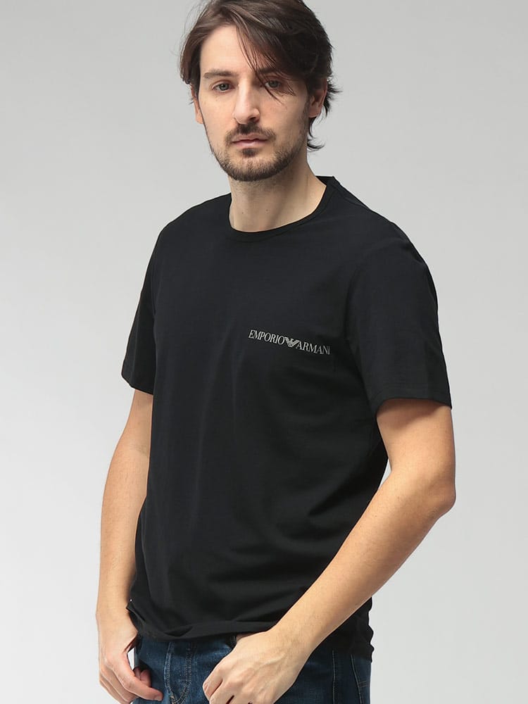 EMPORIO ARMANI (エンポリオアルマーニ) メンズ Tシャツ 半袖 エンブロイダリーロゴ クルーネック アンダーシャツ EAUEM391AF20669