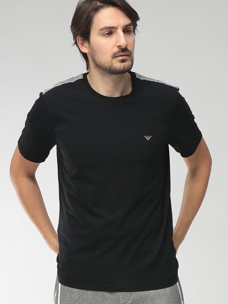 EMPORIO ARMANI (エンポリオアルマーニ) メンズ Tシャツ 半袖 ロゴライン クルーネック アンダーシャツ EAUEM384AF20669