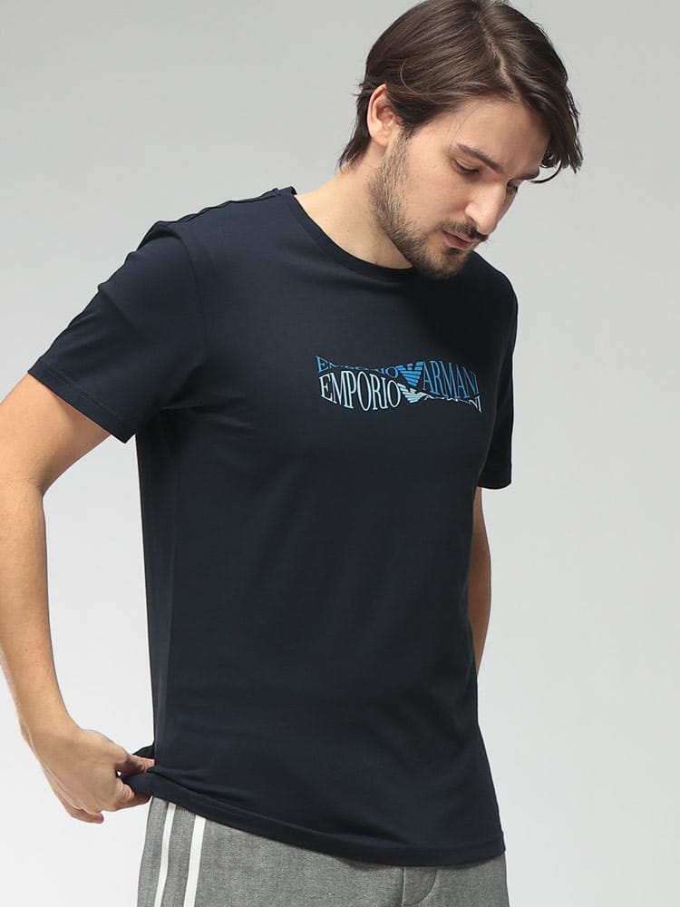 EMPORIO ARMANI (エンポリオアルマーニ) メンズ Tシャツ 半袖 ウォータープリント クルーネック カットソー EASEM574AF20451