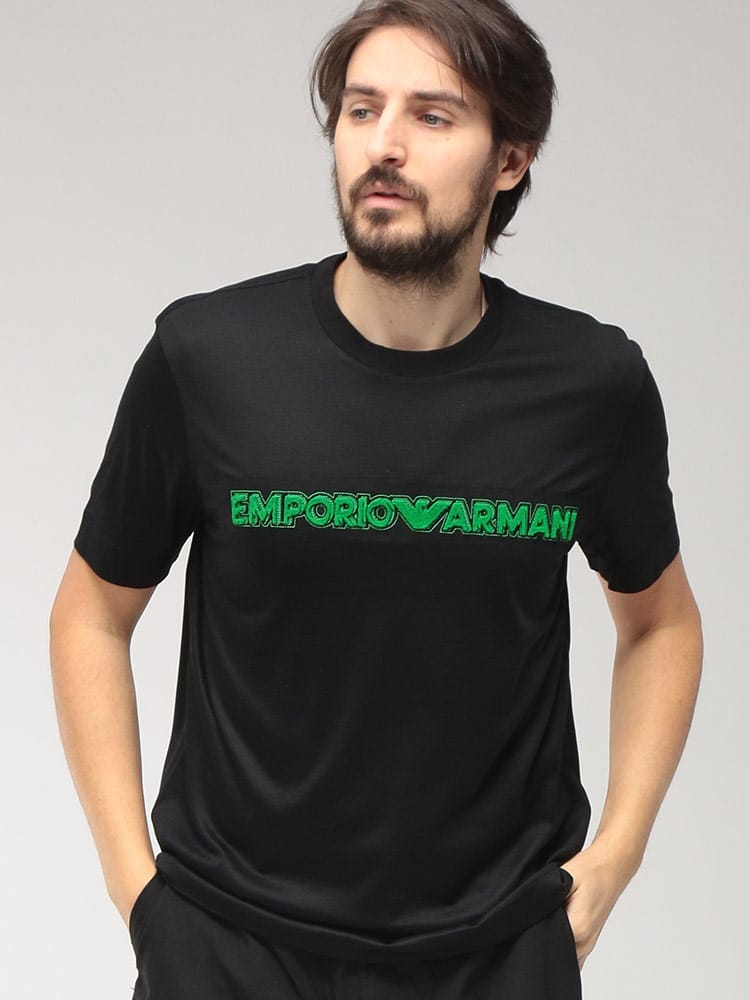 EMPORIO ARMANI (エンポリオアルマーニ) メンズ Tシャツ 半袖 3Dロゴ クルーネック カットソー EAEM4520AF13747