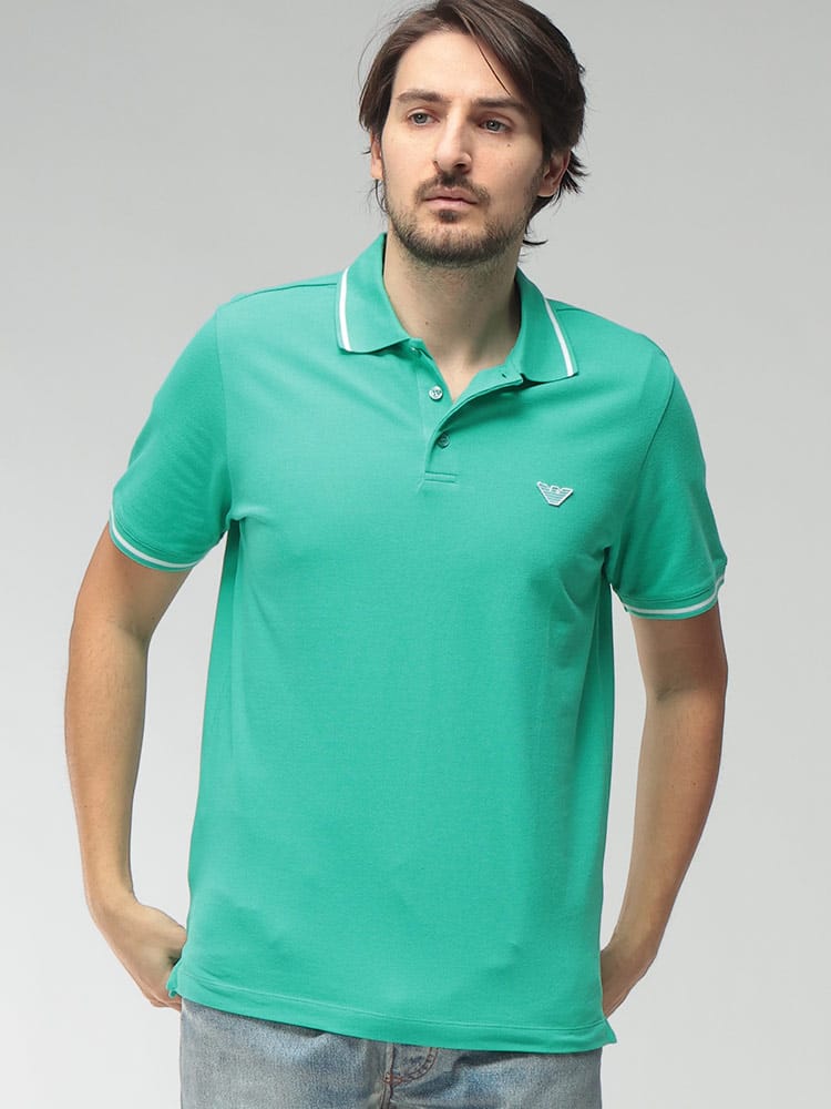 EMPORIO ARMANI (エンポリオアルマーニ) メンズ ポロシャツ 半袖 イーグルロゴ ライン カットソー EASM1380AF20424
