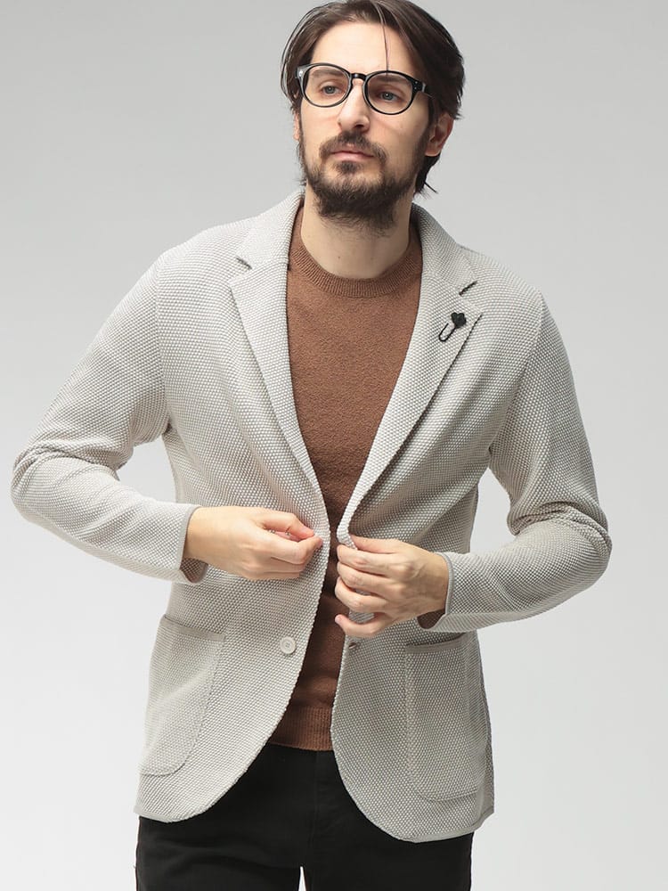 LARDINI (ラルディーニ) メンズ ニットジャケット マーセライズコットン シングル 2ツ釦 テーラード LDLJM70CN64011