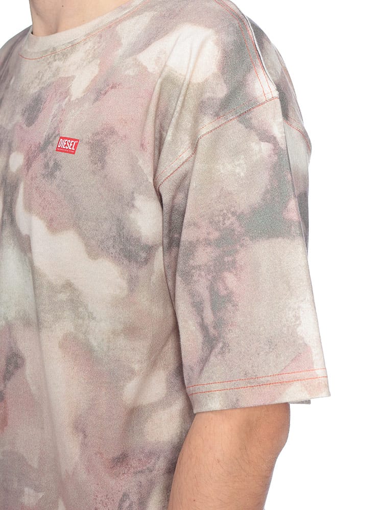DIESEL (ディーゼル) メンズ Tシャツ 半袖 迷彩柄 ワンポイント クルー 