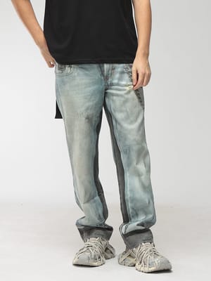 VERSACE JEANS COUTURE (ヴェルサーチェ ジーンズ クチュール) メンズ ジーンズ トロンプルイユ ジップフライ デニム パンツ VC80GAB5RP