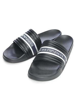 EMPORIO ARMANI (エンポリオアルマーニ) メンズ サンダル エンブロイダリーロゴ スライドサンダル EASEX69AF16403