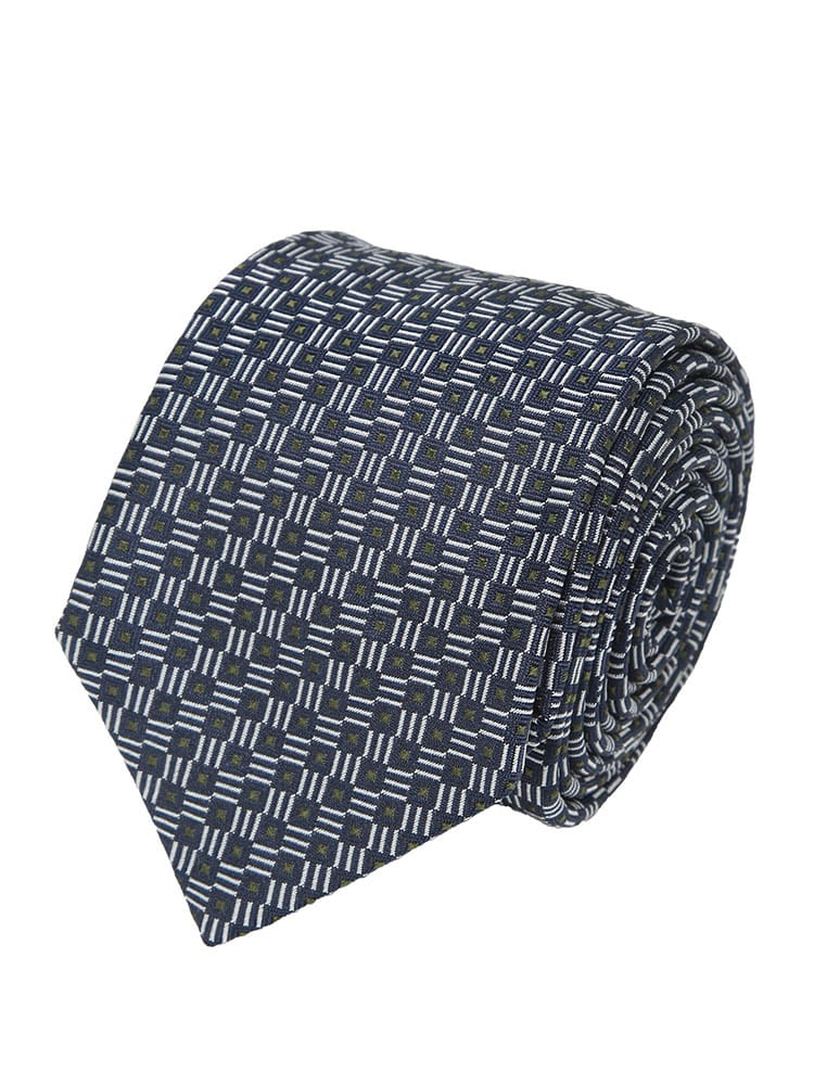 EMPORIO ARMANI (エンポリオアルマーニ) メンズ ネクタイ シルク100％ 格子柄＆ドット タイ EAEM1344TE19708