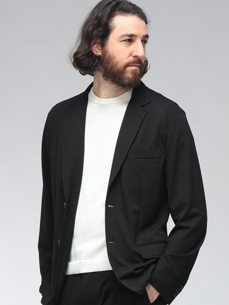 EMPORIO ARMANI (エンポリオアルマーニ) メンズ シングル ジャケット セットアップジャケット 3Dマイクロテクスチャー テクニカルジャージー テーラードジャケット EAEM5892AF24843