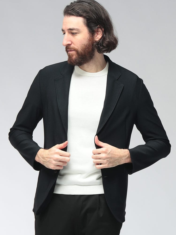 EMPORIO ARMANI (エンポリオアルマーニ) メンズ シングル ジャケット セットアップジャケットTECHNO JERSEY 3Dマイクロテクスチャー テクニカルジャージー テーラードジャケット EAEM0142TE11109