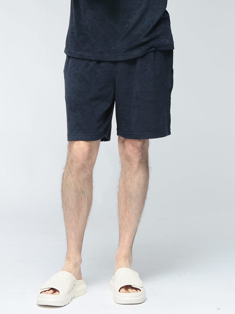 EMPORIO ARMANI (エンポリオアルマーニ) メンズ ショート パンツ モノグラム イーグルロゴ モノグラム パイル地 ショーツ EASEM695AF20449
