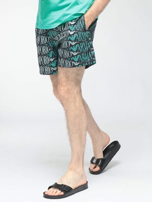 EMPORIO ARMANI (エンポリオアルマーニ) メンズ スイムパンツ 総柄ロゴ ライナー付き スイムパンツ 水着 EASEM583AF20442