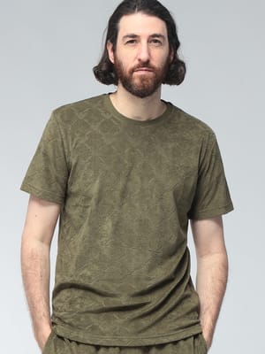 EMPORIO ARMANI (エンポリオアルマーニ) メンズ Tシャツ 半袖 モノグラム イーグルロゴ モノグラム パイル地 クルーネック カットソー EASEM692AF20449