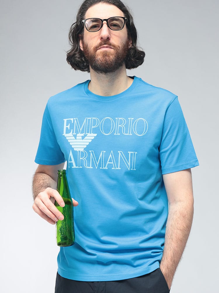 EMPORIO ARMANI (エンポリオアルマーニ) メンズ Tシャツ 半袖 ボールドロゴ フロントロゴ プリント クルーネック カットソー EASEM574AF20434